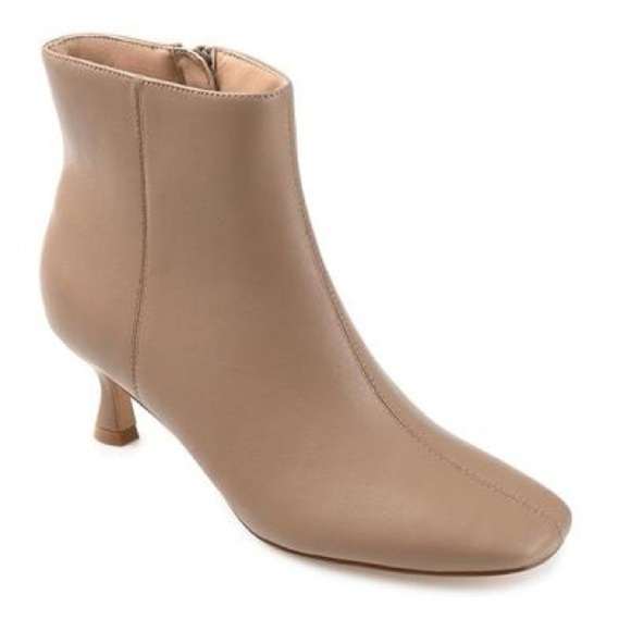 Journee Collection Shoes - 36. Journee Collection Women's Kelssa Square Toe Kitten Heel Booties Tan Ankle